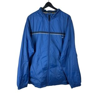 Vintage Y2K Nike Micro Swoosh Blue Full Zip Windbreaker Jacket Size 2XL